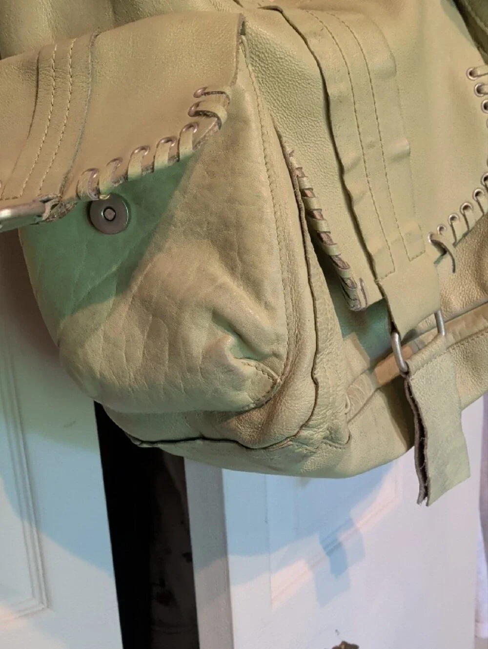 We The Free Soft Mint Green Women's Leather Shoulder Bag - Soft Hobo Style